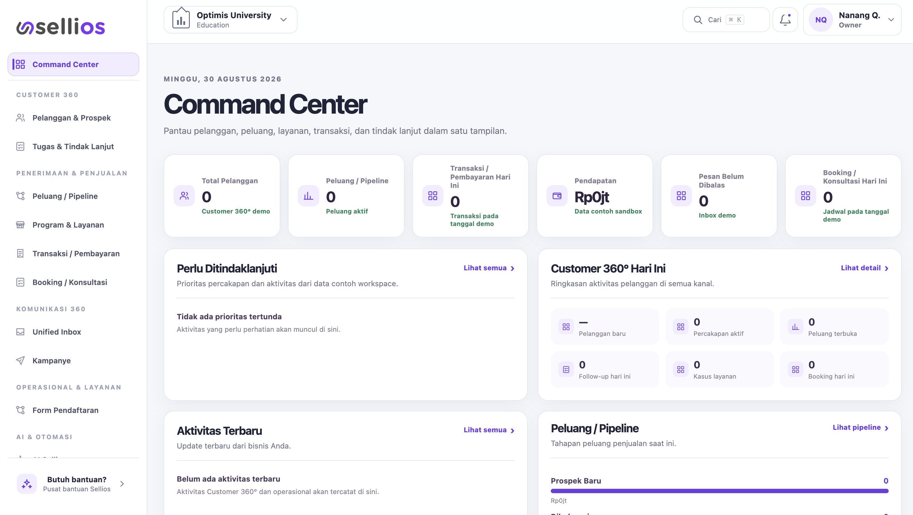 Sellios Command Center Customer 360°