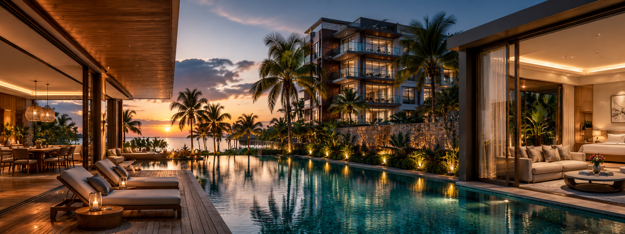Contoh template Travel dan Hospitality dengan resort tropis
